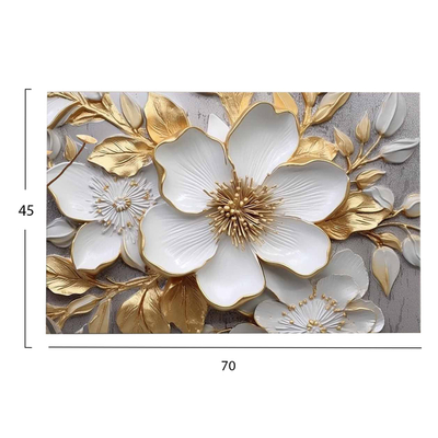 Pikturë muri Gobi Series HM4846, kanavacë e printuar, 70x45cm, e bardhë ari