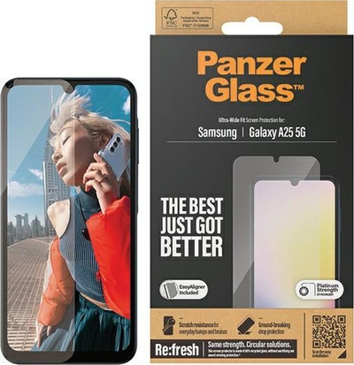 Xham mbrojtës PanzerGlass Ultra Wide Fit për Samsung Galaxy A25 5G, transparent