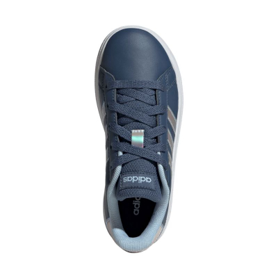Atlete për kalamaj Adidas Grand Court JR6095, me lidhëse, lëkurë sintetike, të bardha