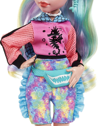 Kukull Monster High Lagoona Blue, set me gjëra shtesë, me peshkun Neptuna, shumëngjyrëshe