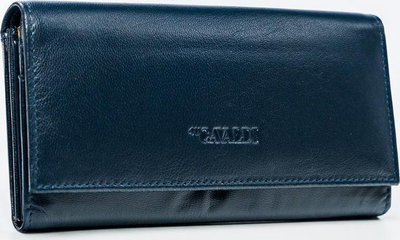Portofol për gra 4U CAVALDI, lëkurë natyrale, RFID, blu e errët