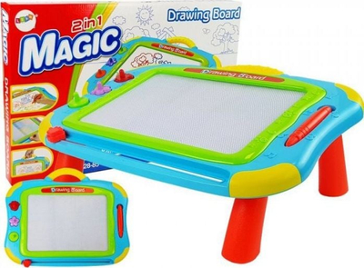 Dërrasë vizatimi LEANToys 2 në 1 Magic Drawing Board, me këmbë dhe dorezë, me vula, shumëngjyrëshe