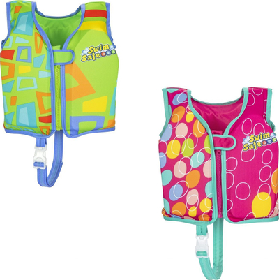 Jeletkë noti Bestway Swim Safely Aquastar Fabric Swim Vest M/L, për fëmijë 3 6 vjeç, ngjyra të përziera