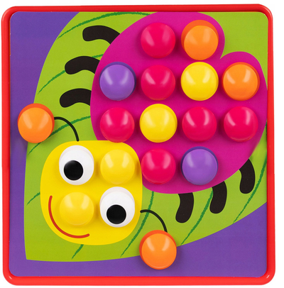 Lodër Montessori Button Art 26107, mozaik me kapsa, për fëmijë, shumëngjyrëshe