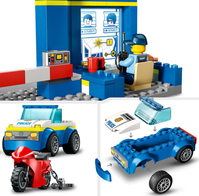 Сет играчки ЛЕГО Сити 60370 Потера на полициската станица, градба, 4+