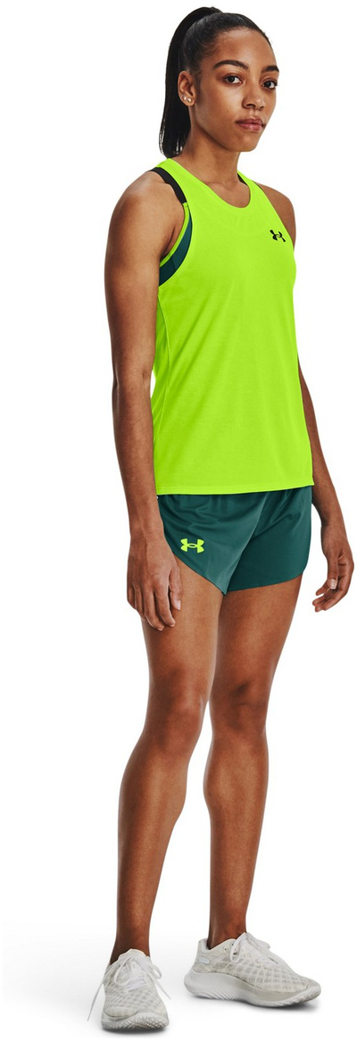 Pantallona të shkurtra vrapimi Under Armour Lighter Than Air Women, slip i integruar, tharje e shpejtë, jeshile