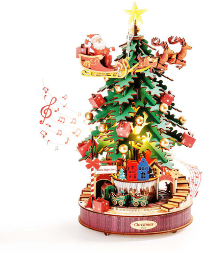 Komplet druri model pemë Krishtlindjes Rolife Christmas Melody Tree, kuti muzikore rrotulluese, shumëngjyrësh