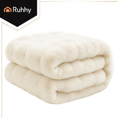 Batanije dekorative Ruhhy Cozy Faux Fur 26493, 160x100 cm, poliester, e bardhë