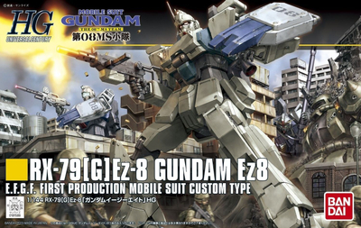 Figurë model Bandai Gundam RX-79 Ez-8, HG 1:144, plastik, bardhë blu