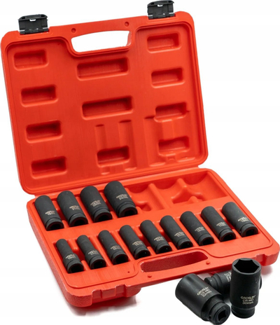 Set çelësa goditës Grosley GR52002, 16 copa, 1/2", i zi