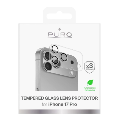 Xham mbrojtës kamere Puro Standard për iPhone 17 Pro, xham i temperuar, transparent