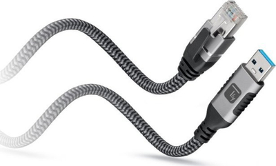 Kabllo rrjeti Techly USB 3.2 Type A në Ethernet RJ45, CAT6, 1000 Mbit/s, 3m, argjendtë me të zezë