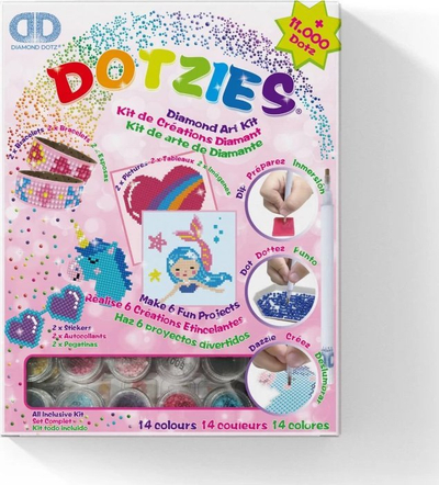 Set kreativ me diamante DIAMOND DOTZ Girl Variety Pack, aktivitet për kalamajt, shumëngjyrësh