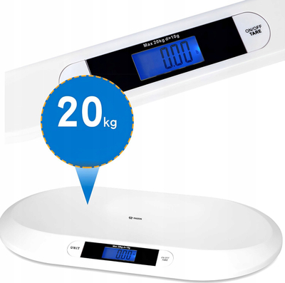 Peshore bebe Mozos BS1, deri 20 kg, ekran LCD, e bardhë