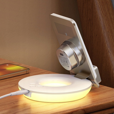 Karikues wireless multifunksional Mcdodo CH-1610, 15W, me orë me zile dhe llampë nate, i bardhë