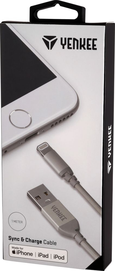 Kabllo USB Yenkee YCU 611, USB A në Lightning, 1m, ngjyrë argjend