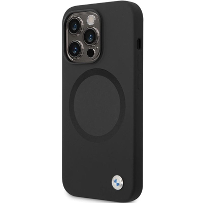 Mbulesë telefoni BMW BMHMP14XSILBK2 për iPhone 14 Pro Max, Liquid Silicone, MagSafe, e zezë