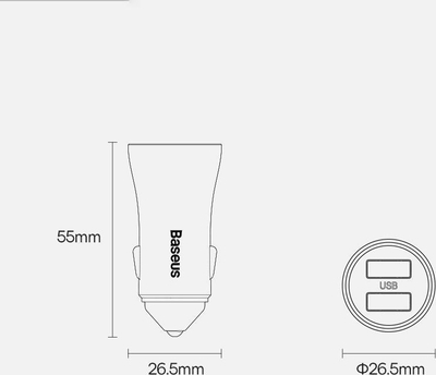 Karikues makine Baseus Golden Contactor Max, 60W, USB dhe USB‑C, gri e errët