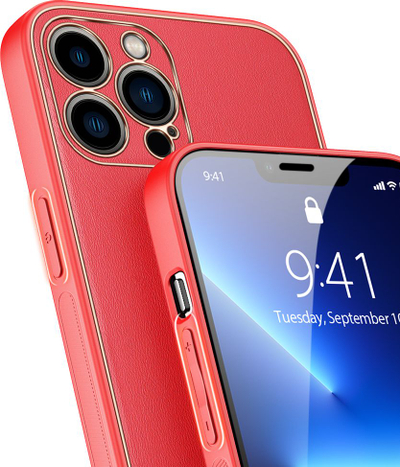 Kapak telefoni Dux Ducis Yolo për iPhone 13 Pro Max, lëkurë eko, shkon me karikim wireless, i kuq