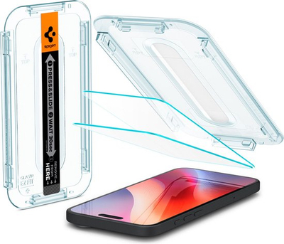 Mbrojtës ekrani Spigen EZ Fit GLAS.tR për iPhone 16, set me 2 copa, xham i temperum 9H, transparent