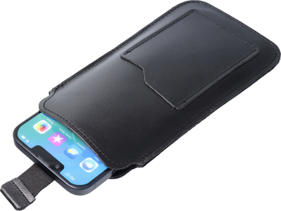 Futrollë telefoni OEM Royal 3XL, lëkurë natyrale, universale, e zezë