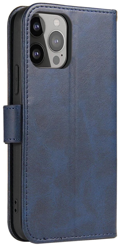 Futrollë PhoneLook Magnetic Folding për Samsung Galaxy S25, lëkurë eko, me xhepa kartash, blu e errët