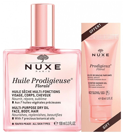Set për kujdes ndaj lëkurës Nuxe Huile Prodigieuse, vaj i thatë multifunksional 100 ml + xhel dushi 30 ml