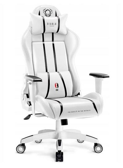 Karrige lojërash Diablo Chairs X-One 2.0 Normal, lëkurë eco, e bardhë