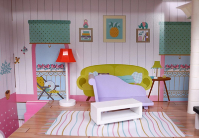 Shtëpi kukullash Wooden Dollhouse Pink, prej druri, 3 kate, rozë