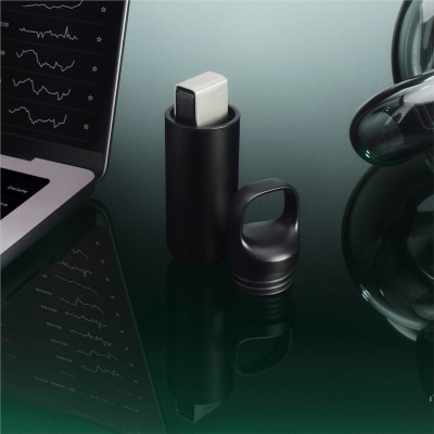 Kuti mbrojtëse Ledger Nano X Pod, për portofol hardware, cilindrike, e zezë
