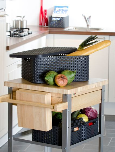 Kuti për rregullim Curver Basket Box L, me kapak, plastike, gri grafit