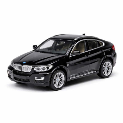 Makina lodër Autoprom BMW X6 1:32, metal, drita dhe zë, e zezë