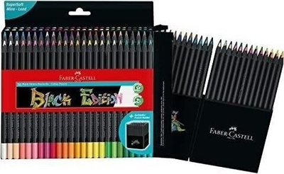 Set lapsa ngjyrues Faber-Castell Black Edition, 50 copë, mina Super Soft, paketim kartoni