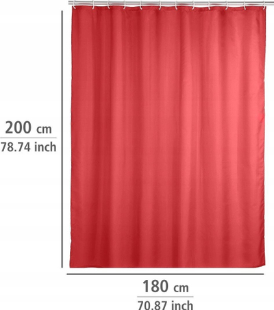 Завеса за туш Wenko Anti Mold 200371, 180 x 200 cm, црвена