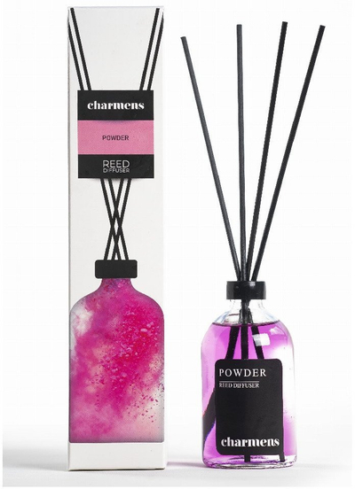 Difuzer aromash Charmens Reed Diffuser Powder, 4 shkopinj, erë pudre, i bardhë