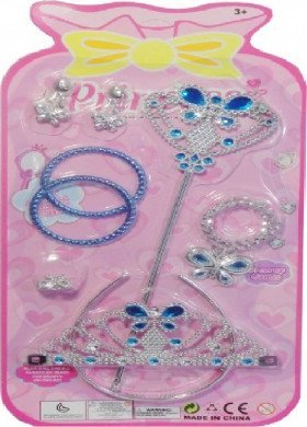 Set lodrash bizhuterie Swede Jewelry, tiare dhe shkop magjik, aksesorë princeshash, shumëngjyrësh