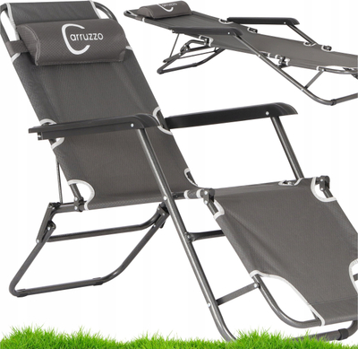 Karrige kopshti Carruzzo Garden Deck Chair, 3 nivele, palosëse, gri