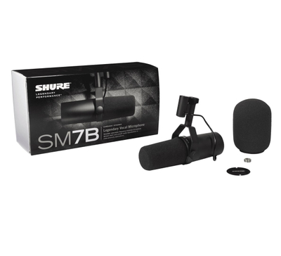 Mikrofon dinamik Shure SM7B, për vokal dhe podcast, i zi