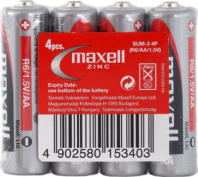 Bateri Maxell Super Power Ace AA R6P, 1.5V, set me 4 copë