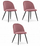 Set me karrige ngrënieje Bello Living Room, velvet, 3 copë, rozë e errët me këmbë të zeza
