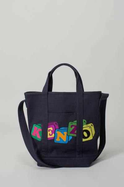 Çantë shpatulle Kenzo Large Broke Boy, me print grafik, rrip i rregullueshëm, blu navy