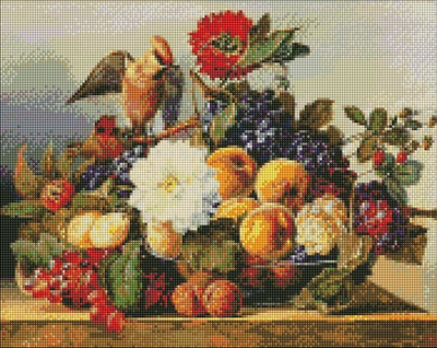 Komplet mozaiku me diamante Ideyka Waxwing Lunch, 40x50 cm, me kornizë