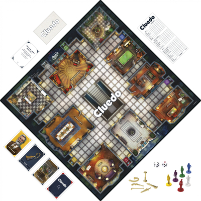 Lojë tavoline Hasbro Cluedo Classic Refresh, mister hetimor, 2 6 lojtarë, multikolor