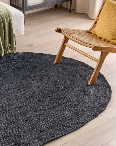 Tapet oval Beliani DEMIRCI, jute natyrale, 160 x 230 cm, i zi