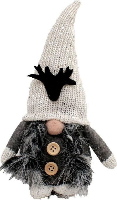 Декоративна фигура за Божиќ Божиќен Гном, 25cm, сива со сјај