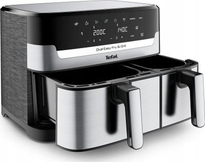 Fritezë me ajër Tefal DualEasy Grill EY905D, dy sirtarë, pa vaj, gri