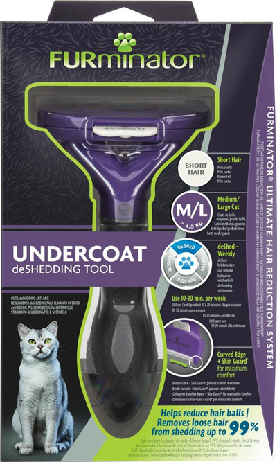 FURminator Алатка за Отстранување на Поддлака за Краткодлаки Мачки, Medium/Large