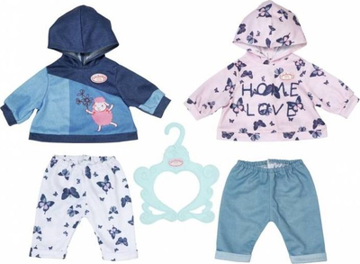 Rroba për kukull Baby Annabell Baby Doll Outfit, 43cm, set me bluzë e pantallona, shumëngjyrëshe