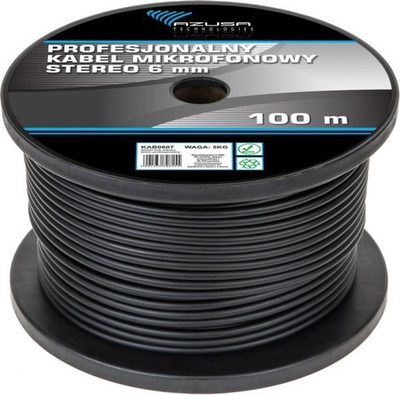 Kabllo stereo mikrofoni Azusa, 6mm, 100m, e zezë