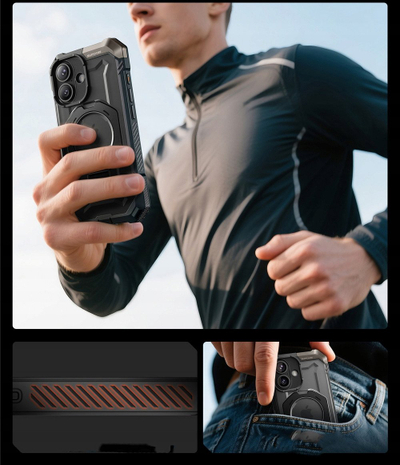 Kapak telefoni Supcase UB Grip Mag MagSafe për iPhone 17, me unazë mbajtëse, përputhur me MagSafe, i zi